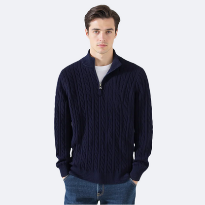 THE ALESSIO ZIPPED CABLE SWEATER
