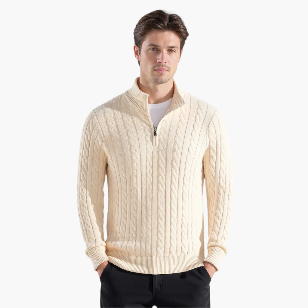 THE ALESSIO ZIPPED CABLE SWEATER