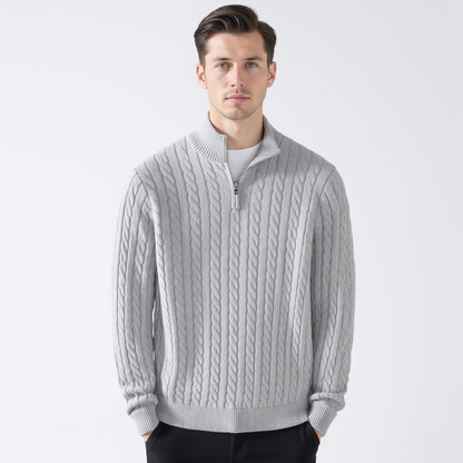 THE ALESSIO ZIPPED CABLE SWEATER