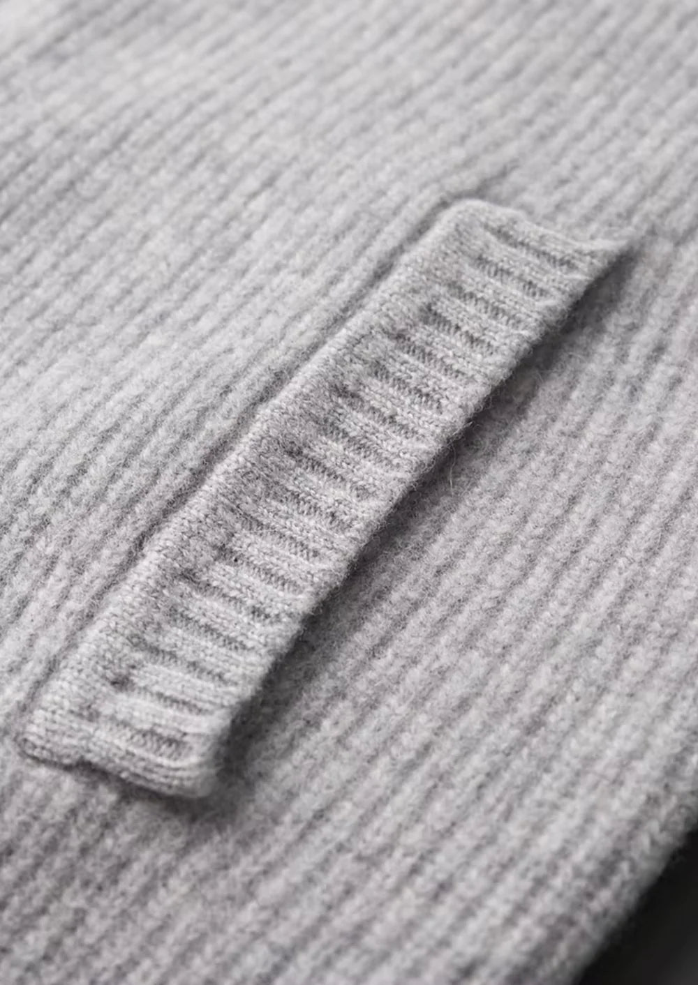 The Rocco Ribbed Full-Zip Cardigan - Light Grey