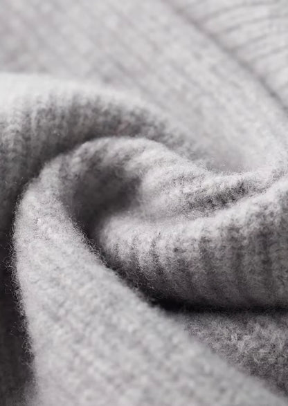The Rocco Ribbed Full-Zip Cardigan - Light Grey